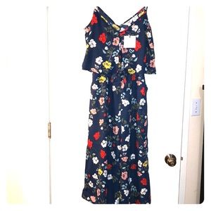 3/$30-BB Dakota - Blue Floral Romper w/ POCKETS